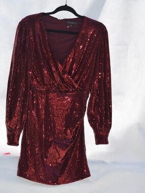 Dynamite Red Sequin Dress SZ M B-15C
